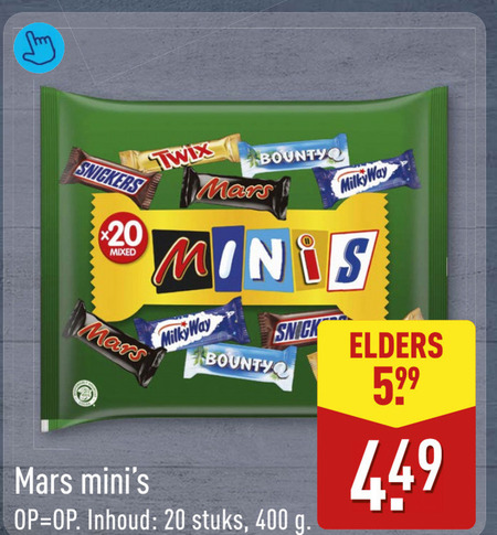 Mars   mini chocoladerepen folder aanbieding bij  Aldi - details