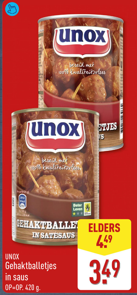 Unox   gehaktballetjes folder aanbieding bij  Aldi - details