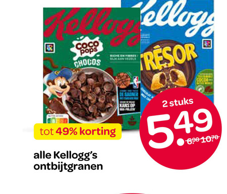 kellogs cereals 2 coco pops chocos files cleaner kans ontbijtgranen stuks folder aanbieding bij Spar Kellogs cereals folder aanbieding bij Spar - details
