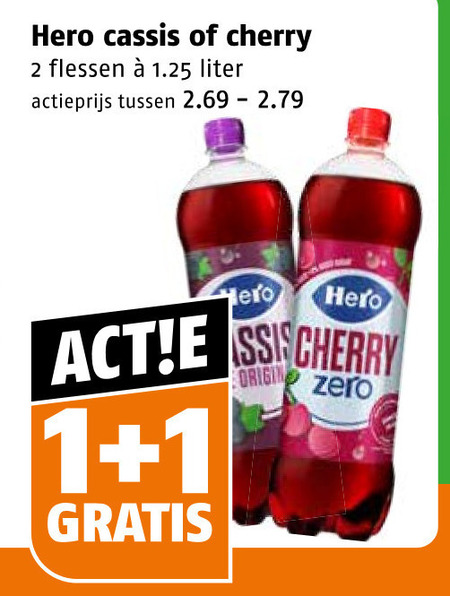 hero frisdrank 1 2 cassis cherry flessen liter actieprijs origin zero folder aanbieding bij Poiesz Hero frisdrank folder aanbieding bij Poiesz - details
