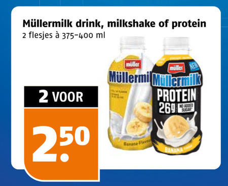 Mullermilk   melkdrank, milkshake folder aanbieding bij  Poiesz - details
