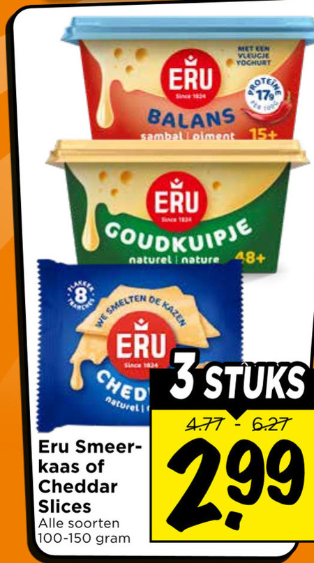 Eru   cheddar, smeerkaas folder aanbieding bij  Vomar - details