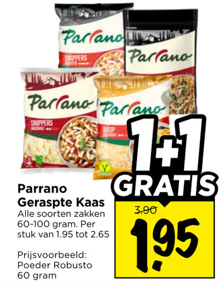 Parrano   geraspte kaas folder aanbieding bij  Vomar - details