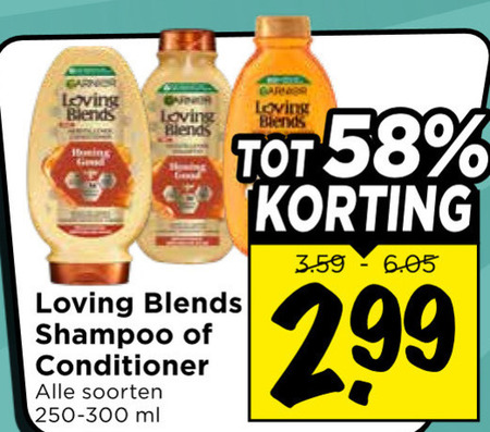 Garnier Loving Blends   shampoo, conditioner folder aanbieding bij  Vomar - details