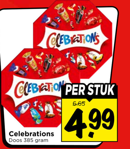 Celebrations   mini chocoladerepen folder aanbieding bij  Vomar - details