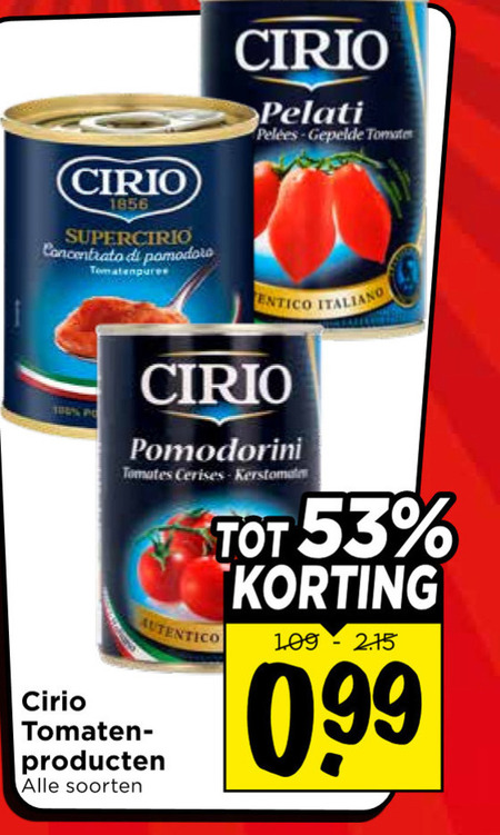 Cirio   tomatenblokjes folder aanbieding bij  Vomar - details