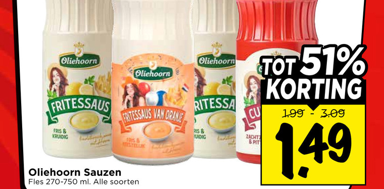 Oliehoorn   mayonaise, fritessaus folder aanbieding bij  Vomar - details