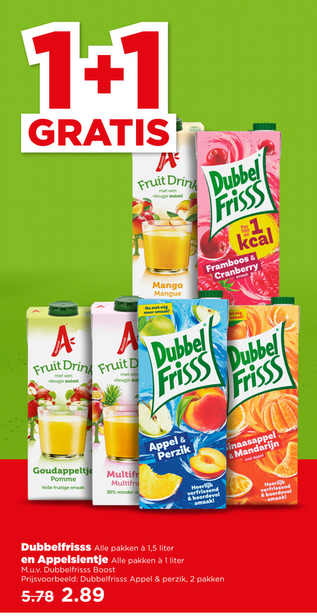 Dubbelfrisss   fruitdrank folder aanbieding bij  Plus - details