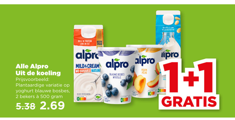 Alpro   soja yoghurt, soja melk folder aanbieding bij  Plus - details