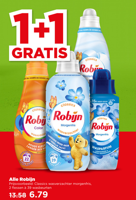 Robijn   wasmiddel, wasverzachter folder aanbieding bij  Plus - details