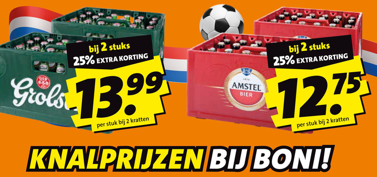 amstel grolsch krat bier 2 25 stuks stuk kratten folder aanbieding bij Boni Amstel krat bier folder aanbieding bij Boni - details