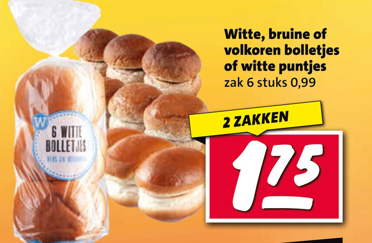 bolletjes 2 6 witte bruine volkoren puntjes zak stuks 99 zakken folder aanbieding bij Nettorama