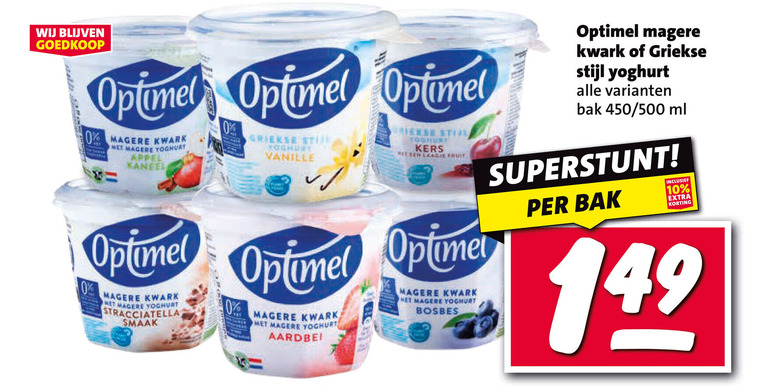 optimel kwark vruchtenyoghurt 10 yoghurt appel kaneel griekse stijl vanille kers large fruit bak 450 500 ml optimer stracciatella aardbei bosbes folder aanbieding bij Nettorama Optimel vruchtenyoghurt, kwark folder aanbieding bij Nettorama - details