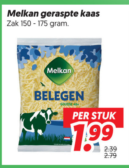 Melkan   geraspte kaas folder aanbieding bij  Dekamarkt - details