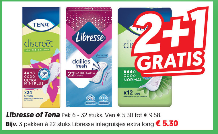 Tena Lady   inlegkruisjes, maandverband folder aanbieding bij  Dekamarkt - details
