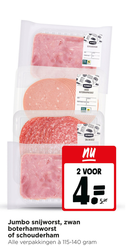 boterhamworst snijworst schouderham 2 4 beter leven jumbo zwan yo folder aanbieding bij Jumbo