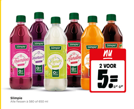 slimpie limonadesiroop 2 5 650 smaakmakers framboos siroop suiker glutenvrij pas flessen ml folder aanbieding bij Jumbo Slimpie limonadesiroop folder aanbieding bij Jumbo - details