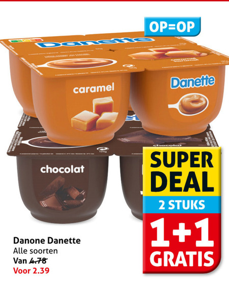 danette toetje 1 2 chocolat danone soorten caramel super deal stuks folder aanbieding bij Hoogvliet Danette toetje folder aanbieding bij Hoogvliet - details