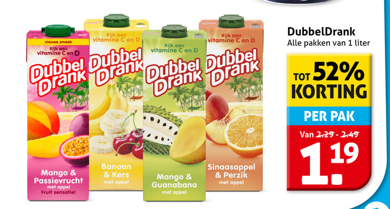 Dubbeldrank   fruitdrank folder aanbieding bij  Hoogvliet - details