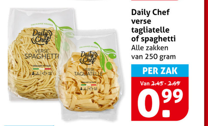 Daily Chef   spaghetti, tagliatelle folder aanbieding bij  Hoogvliet - details