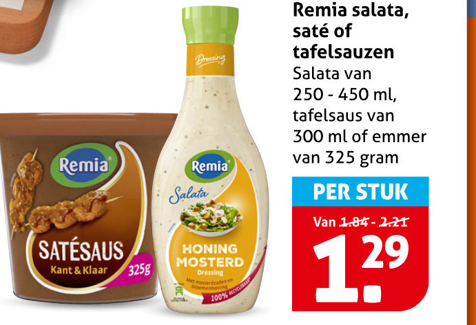 Remia   satesaus, dressing folder aanbieding bij  Hoogvliet - details