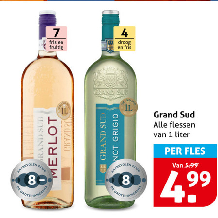 Grand Sud   rode wijn, witte wijn folder aanbieding bij  Hoogvliet - details