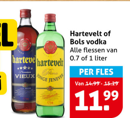 Hartevelt   wodka, vieux folder aanbieding bij  Hoogvliet - details