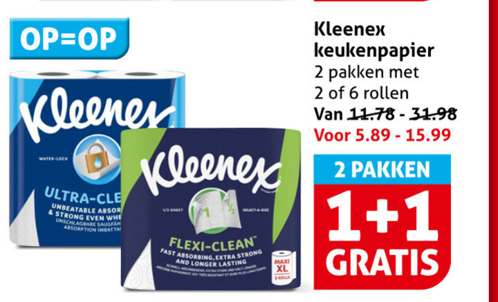 Kleenex   keukenpapier folder aanbieding bij  Hoogvliet - details