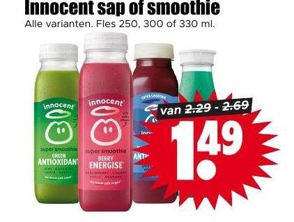 Innocent   fruitsmoothie folder aanbieding bij  Dirk - details