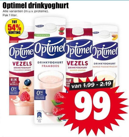 Optimel   drinkyoghurt folder aanbieding bij  Dirk - details