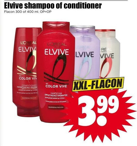 Elvive   conditioner, shampoo folder aanbieding bij  Dirk - details