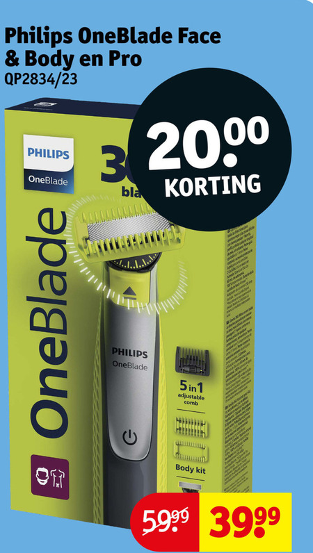 philips elektrisch scheerapparaat 3 6 23 oneblade face body pro 5-in-1 comb kit las la alta pets access protector anton 60min du router at move www folder aanbieding bij Kruidvat Philips elektrisch scheerapparaat folder aanbieding bij Kruidvat - details