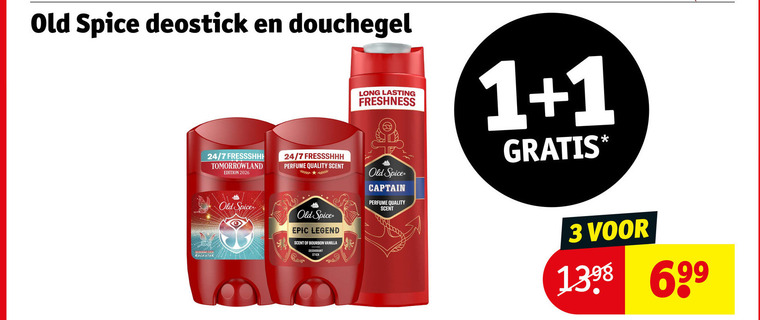 old spice deodorant douchegel 1 3 deostick 24 7 tomorrowland edition stick rockstar perfume quality scent epic legend bourbon vanilla lasting freshness captain folder aanbieding bij Kruidvat Old Spice deodorant, douchegel folder aanbieding bij Kruidvat - details