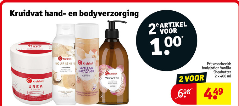 kruidvat huismerk bodylotion handcreme 2 10 100 400 bodyverzorging artikel vanilla butter macadamia body oil creme huid droge ruwe pour les peaux herstel stimuleert zintuigen huidtypen tous types des massage verzachtend adoucissant almond sheabutter ml folder aanbieding bij Kruidvat Kruidvat Huismerk handcreme, bodylotion folder aanbieding bij Kruidvat - details