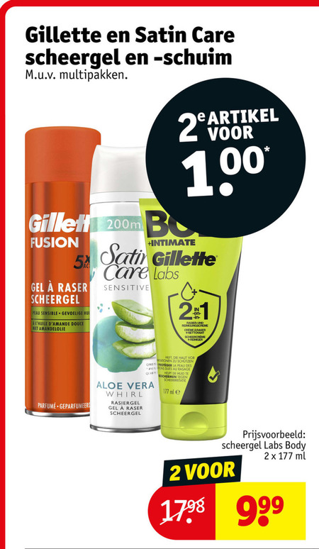 Gillette   scheergel, scheerschuim folder aanbieding bij  Kruidvat - details