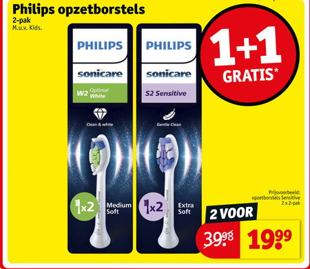 philips opzetborstel 1 2 opzetborstels pak kids sonicare optimal white sensitive clean gentle medium soft folder aanbieding bij Kruidvat Philips opzetborstel folder aanbieding bij Kruidvat - details