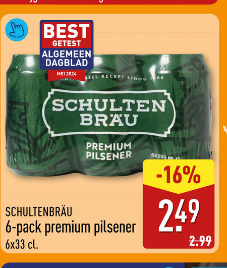 Schultenbrau   blikje bier folder aanbieding bij  Aldi - details