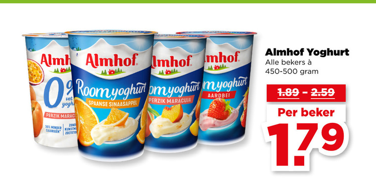 Almhof   vruchtenyoghurt folder aanbieding bij  Plus - details
