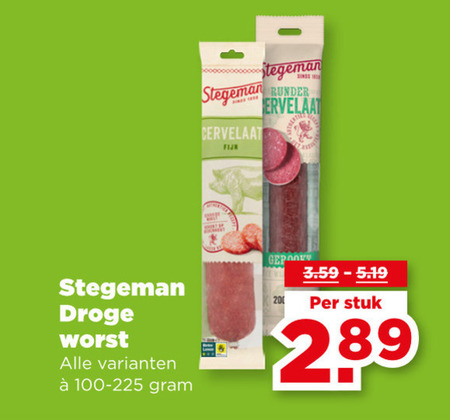 Stegeman   cervelaatworst, droge worst folder aanbieding bij  Plus - details