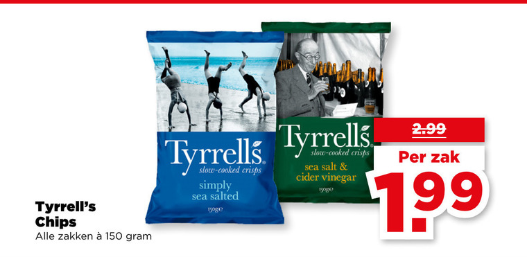 Tyrells   chips folder aanbieding bij  Plus - details