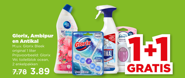 Glorix   kalkaanslagreiniger, bleekmiddel folder aanbieding bij  Plus - details