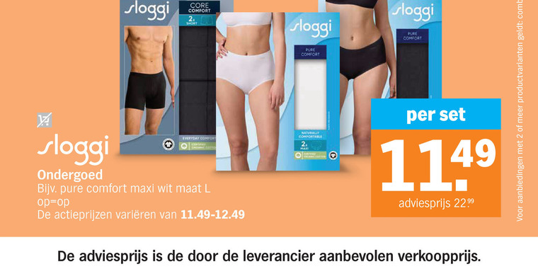 sloggi damesslips 2 core comfort 2x short ondergoed naturally everyday certified maxi wit maat l varieeren productvarianten folder aanbieding bij Albert Heijn Sloggi damesslip folder aanbieding bij Albert Heijn - details