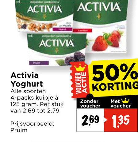 Danone Activia   vruchtenyoghurt folder aanbieding bij  Vomar - details