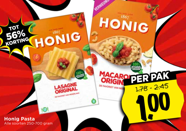 Honig   lasagnebladen, pasta folder aanbieding bij  Vomar - details