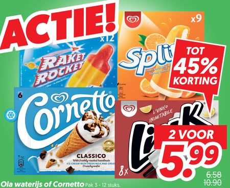 Ola   ijslollies, waterijs folder aanbieding bij  Dekamarkt - details