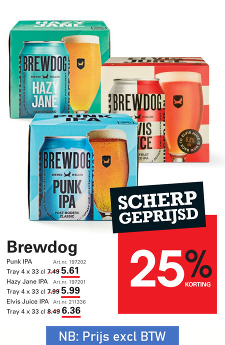 brewdog speciaalbieren 4 25 33 sake brewed jane new england vis fruit punk post modern classic tray 5.99 elvis juice scherp geprijsd folder aanbieding bij Sligro Brewdog speciaalbier folder aanbieding bij Sligro - details