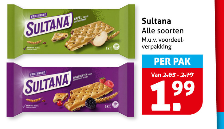 Sultana   fruitbiscuit folder aanbieding bij  Hoogvliet - details