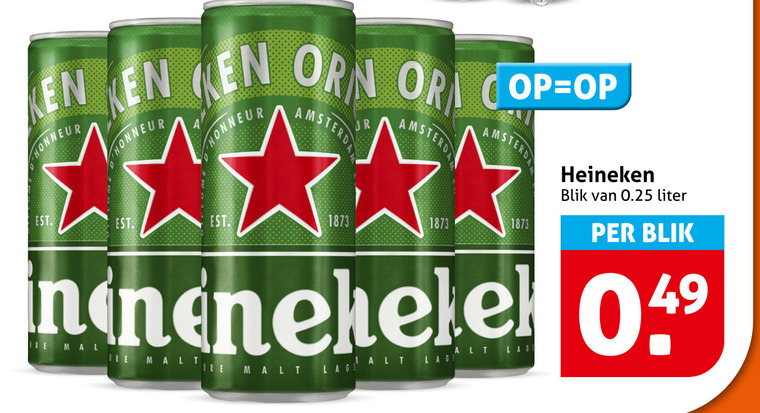 Heineken   blikje bier folder aanbieding bij  Hoogvliet - details
