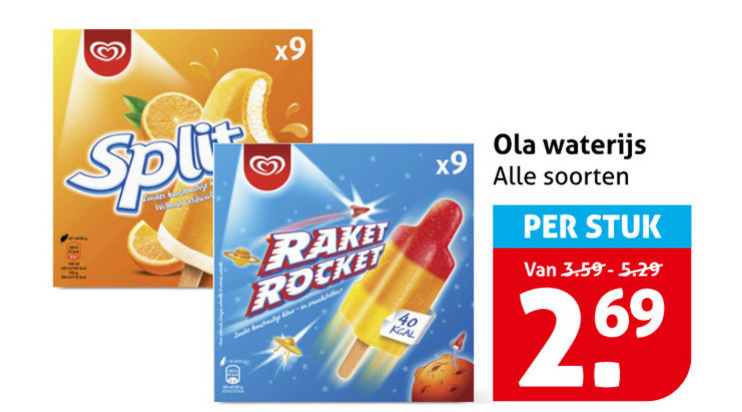 Ola   ijslollies, waterijs folder aanbieding bij  Hoogvliet - details