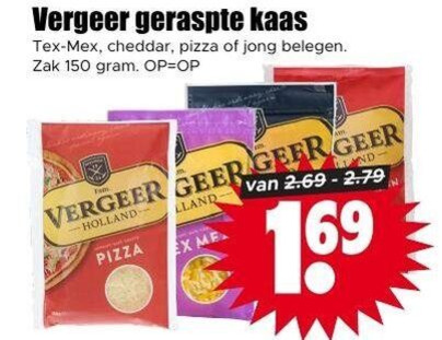Vergeer   geraspte kaas folder aanbieding bij  Dirk - details